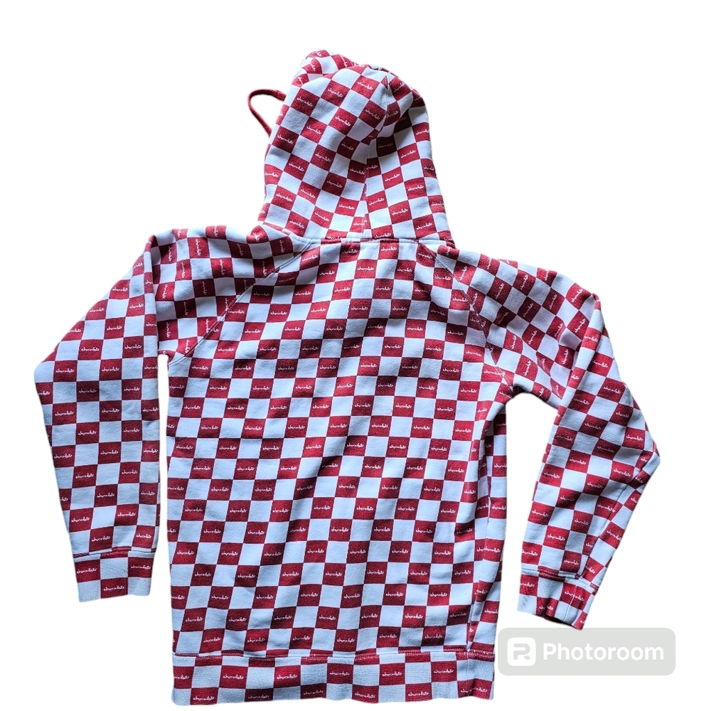 Chocolate skateboards hoodie full zip Small red white checkered Y2K pock… - Picture 2 of 6
